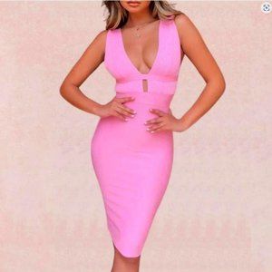 Bay Bandage Midi Dress - Blush Pink